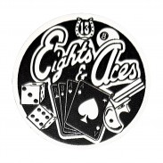 Eights & Aces Embossed Leather Patch – black and white