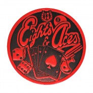 Eights & Aces Embossed Leather Patch – red and black