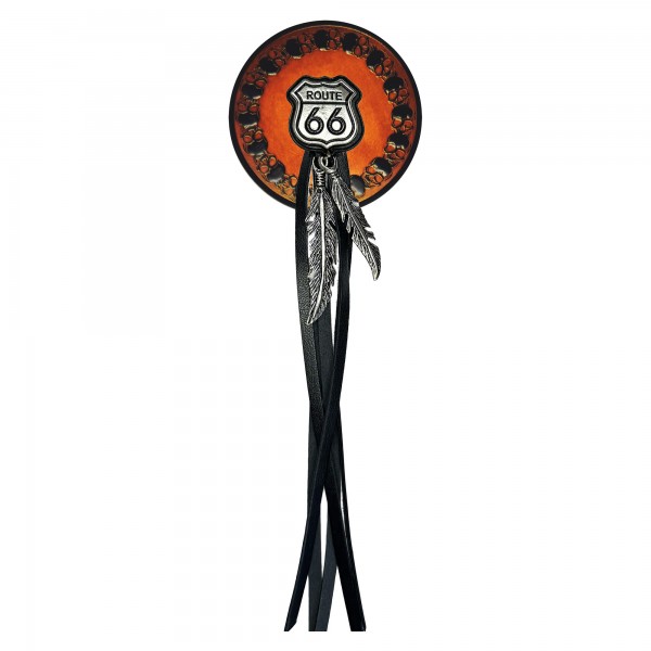 Round Skull Embossed Leather Patch, Fringe of Your Choice