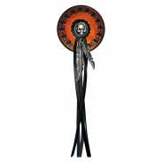 Round Skull Embossed Leather Patch, Fringe of Your Choice