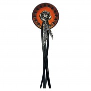 Round Skull Embossed Leather Patch, Fringe of Your Choice