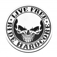 Live Free Ride Hardcore Embossed Leather Patch – black and white