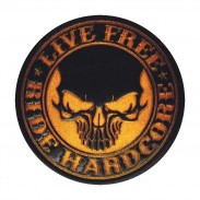 Patch Live Free Ride Hardcore en cuir embouti – marron vieilli