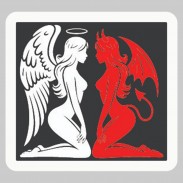 Patch Ange et Diablesse en cuir embouti