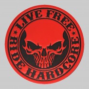 Patch Live Free Ride Hardcore aus geprägtem Leder – Rot-Schwarz
