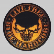 Patch Live Free Ride Hardcore aus geprägtem Leder – Antik-Braun