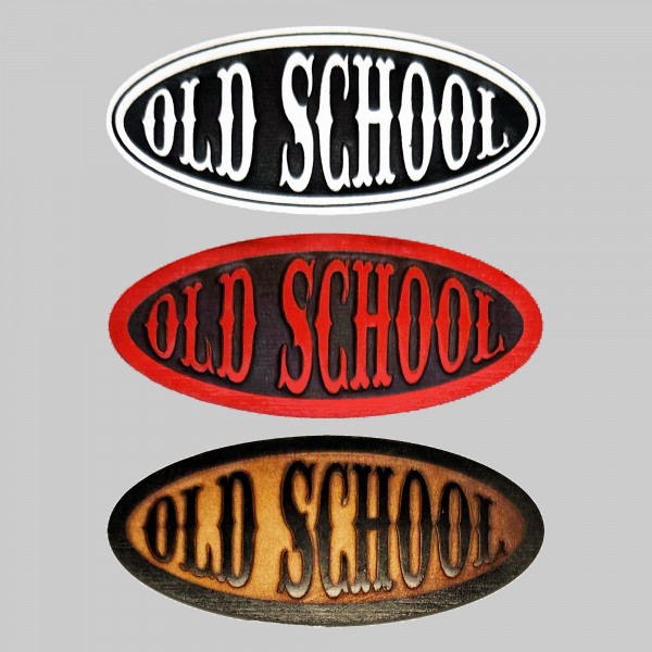 Oval Old School Embossed Leather Patch
