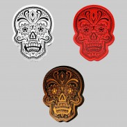 Patch Mexikanischer Totenkopf aus geprägtem Leder