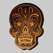 Mexican Sugar Skull Embossed Leather Patch