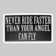 Patch Never Ride Faster aus geprägtem Leder – Schwarz-Weiß