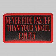 Patch Never Ride Faster aus geprägtem Leder – Rot-Schwarz