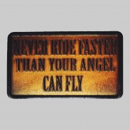 Patch Never Ride Faster aus geprägtem Leder – Antik-Braun