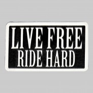 Live Free Ride Hard Embossed Leather Patch – black and white