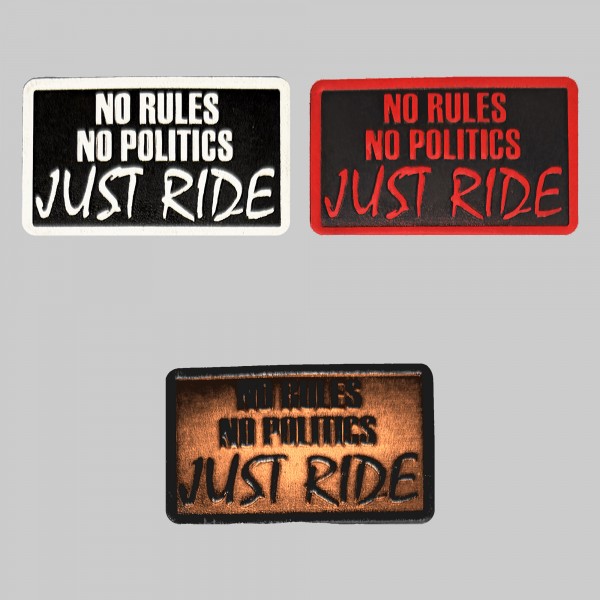 Patch No Rules No Politics Just Ride aus geprägtem Leder