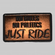 Patch No Rules No Politics Just Ride en cuir embouti – marron vieilli