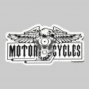Patch Motorcycles Adler und Motor aus geprägtem Leder – Schwarz-Weiß