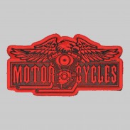 Patch Motorcycles Adler und Motor aus geprägtem Leder – Rot-Schwarz