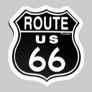 Patch Route 66 aus geprägtem Leder – Schwarz-Weiß