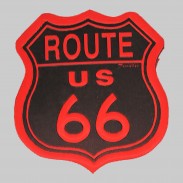Patch Route 66 aus geprägtem Leder – Rot-Schwarz