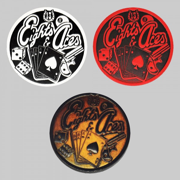 Patch Eights & Aces aus geprägtem Leder