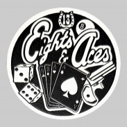 Patch Eights & Aces aus geprägtem Leder – Schwarz-Weiß