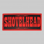 Shovelhead Embossed Leather Patch – red and black
