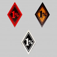 Patch losange 1 %, cuir embouti, 3 couleurs