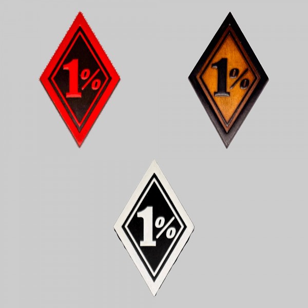 Patch losange 1 %, cuir embouti, 3 couleurs