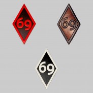 Patch losange 69, cuir embouti
