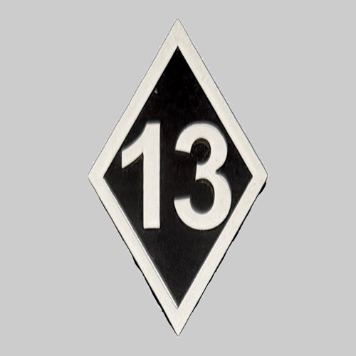 13-Raute Patch, geprägtes Leder – weiss