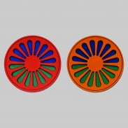Patch La Roulotte – Rad der Roma und Fahrenden aus geprägtem Leder