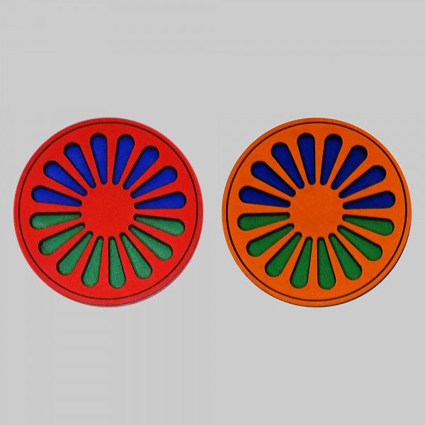 Patch La Roulotte – Rad der Roma und Fahrenden aus geprägtem Leder