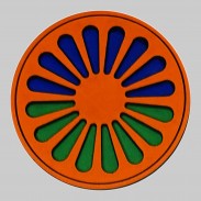 Patch La Roulotte – Rad der Roma und Fahrenden aus geprägtem Leder
