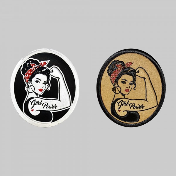 Girl Power Embossed Leather Patch