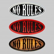 Patch No Rules oval aus geprägtem Leder