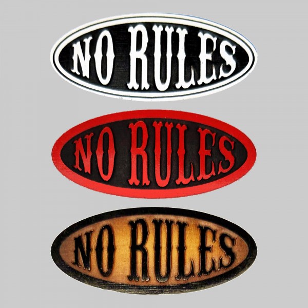 Patch No Rules oval aus geprägtem Leder