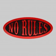 Patch No Rules ovale en cuir embouti