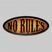 Patch No Rules oval aus geprägtem Leder