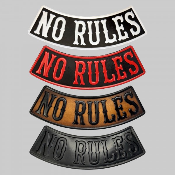 No Rules embossed leather rocker – Bottom, 4 colours