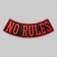 No Rules embossed leather rocker – red and black