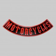 Motorcycles embossed leather rocker – red and black