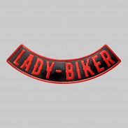 Lady-Biker embossed leather rocker – red and black