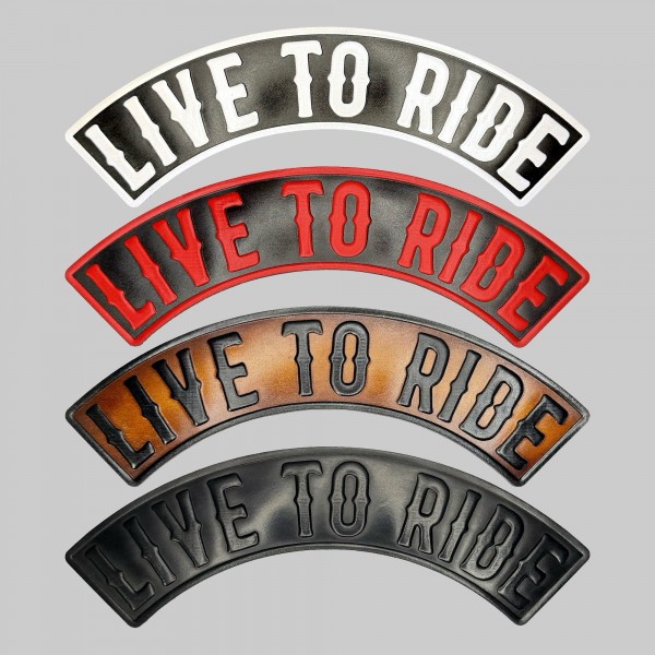 Rocker Live To Ride aus geprägtem Leder – oben, 4 Farben