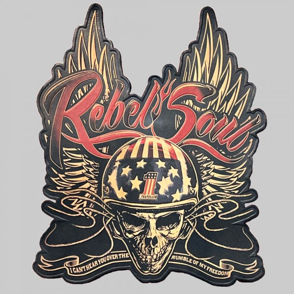 Rebel Soul embossed leather back patch – in colour
