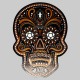 Mexikanischer Totenkopf-Patch aus geprägtem Leder – Antik-Braun