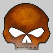 Skull embossed leather patch – antique brown