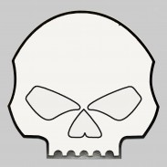 Skull embossed leather patch – black and white