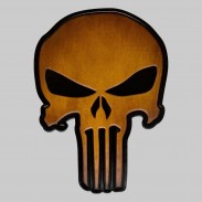 Warrior skull embossed leather patch – antique brown