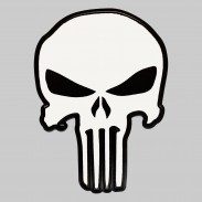 Warrior skull embossed leather patch – black and white