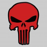 Warrior skull embossed leather patch – red and black